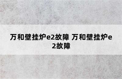 万和壁挂炉e2故障 万和壁挂炉e2故障